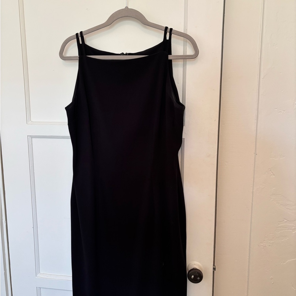 Amanda Smith Black Knee-Length Sleeveless Spaghetti Strap Sheath Dress